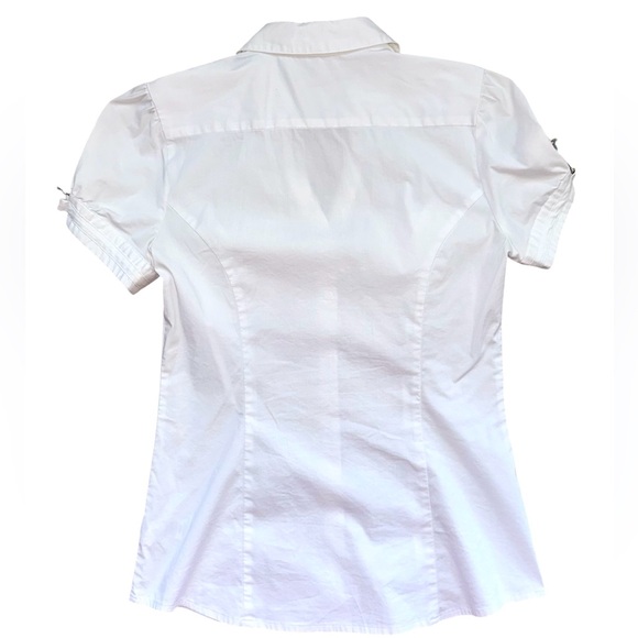 Express White Short Sleeve Button Front Shirt - Picture 6 of 6